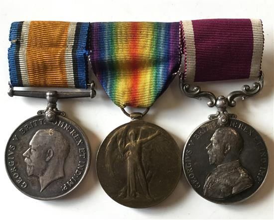 WWI pair of medals and a service medal